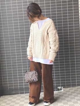 「冬コーデ」｜「アイテム（パンツ、ブラウン系）」を使った、yuiatsuさん（レディース・153cm）の冬コーディネート