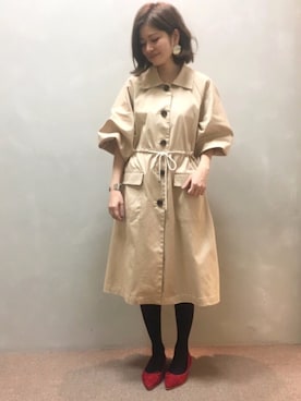 「RANDA（ランダ）のアイテム（ステンカラーコート）」を使った、kinoさん（レディース・156cm）の冬コーディネート
