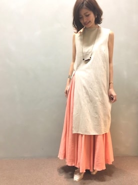 「アイテム（トップス、ベージュ系）」を使った、kinoさん（レディース・156cm）の冬コーディネート