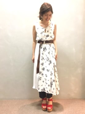 「赤い靴」｜「アイテム（サンダル）」を使った、kinoさん（レディース・156cm）の春コーディネート