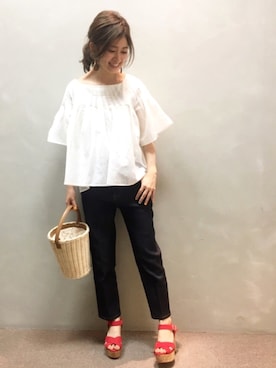 「赤い靴」｜「アイテム（サンダル）」を使った、kinoさん（レディース・156cm）の春コーディネート