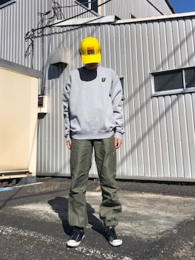 「Guess（ゲス）のアイテム（帽子）」を使った、rioさん（メンズ・172cm）の秋コーディネート