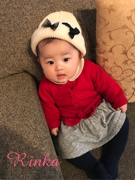 「アイテム（タイツ/ストッキング、ブルー系）」を使った、🌼Rinka🌼さん（キッズ・60cm）の冬コーディネート