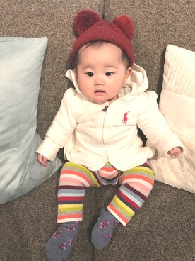 「Ralph Lauren」｜「アイテム（ニットキャップ/ビーニー）」を使った、🌼Rinka🌼さん（キッズ・70cm）の冬コーディネート