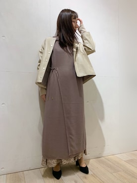 「LEPSIM」｜「アイテム（ノーカラージャケット）」を使った、yoshikaさん（レディース・156cm）の冬コーディネート