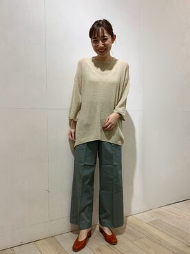 「ピスタチオ」｜「アイテム（チノパンツ）」を使った、yoshikaさん（レディース・156cm）の春コーディネート