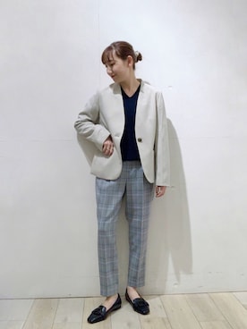 「LEPSIM」｜「アイテム（ノーカラージャケット）」を使った、yoshikaさん（レディース・156cm）の秋コーディネート