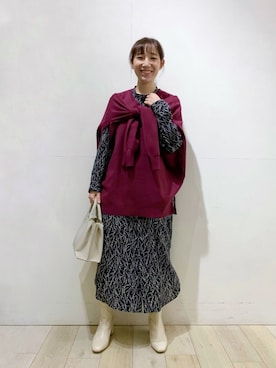 「LEPSIM（レプシィム）のアイテム（シャツワンピース）」を使った、yoshikaさん（レディース・156cm）の秋コーディネート