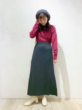 「LEPSIM（レプシィム）のアイテム（ハンチング/ベレー帽）」を使った、yoshikaさん（レディース・156cm）の冬コーディネート
