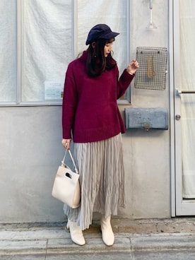 「LEPSIM（レプシィム）のアイテム（キャスケット）」を使った、yoshikaさん（レディース・156cm）の冬コーディネート