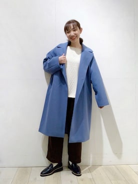 「サテンパンツ」｜「アイテム（チェスターコート）」を使った、yoshikaさん（レディース・156cm）の冬コーディネート