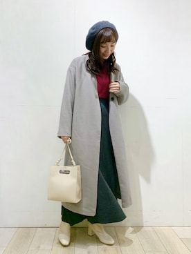 「LEPSIM（レプシィム）のアイテム（ハンチング/ベレー帽）」を使った、yoshikaさん（レディース・156cm）の冬コーディネート
