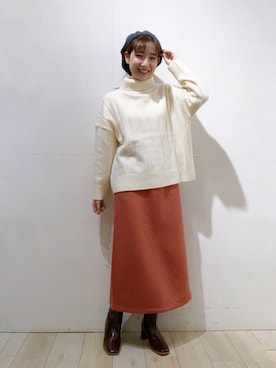 「LEPSIM（レプシィム）のアイテム（ハンチング/ベレー帽）」を使った、yoshikaさん（レディース・156cm）の冬コーディネート
