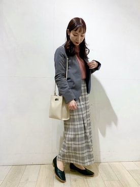 「LEPSIM」｜「アイテム（ノーカラージャケット）」を使った、yoshikaさん（レディース・156cm）の冬コーディネート