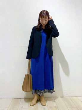 「LEPSIM」｜「アイテム（ノーカラージャケット）」を使った、yoshikaさん（レディース・156cm）の冬コーディネート