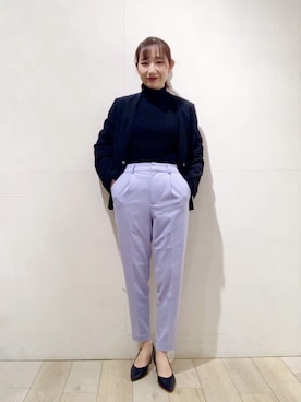 「LEPSIM」｜「アイテム（ノーカラージャケット）」を使った、yoshikaさん（レディース・156cm）の冬コーディネート
