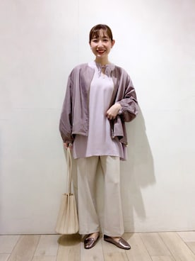 「ラベンダー」｜「アイテム（ブルゾン）」を使った、yoshikaさん（レディース・156cm）の春コーディネート