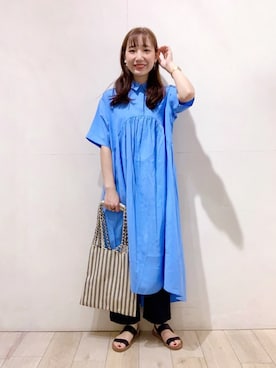 「LEPSIM（レプシィム）のアイテム（シャツワンピース）」を使った、yoshikaさん（レディース・156cm）の夏コーディネート