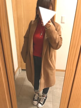トレンチコート ブラウン系 を使った 赤ニット の人気ファッションコーディネート Wear