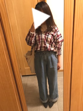 「AMERICAN HOLIC（アメリカンホリック）の・ドルマンシャツ（シャツ/ブラウス、レッド系）」を使った、まいる。さん（レディース）の春コーディネート