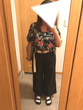 「LOWRYS FARM（ローリーズファーム）のコットンテープベルト  779643（ベルト、ホワイト系）」を使った、まいる。さん（レディース）の夏コーディネート