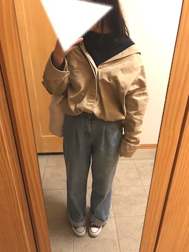 「CONVERSE（コンバース）の【CONVERSE】ALLSTAR HI（スニーカー、レッド系）」を使った、まいる。さん（レディース）の秋コーディネート