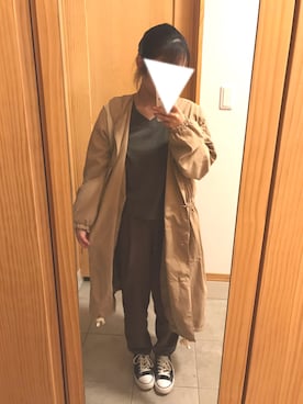 「GLOBAL WORK（グローバルワーク）のキモウウラケＶネックプルオーバー長袖/707863（Tシャツ/カットソー、グリーン系）」を使った、まいる。さん（レディース）の秋コーディネート