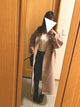 「AS KNOW AS plus（アズノゥアズプラス）のアイテム（チェスターコート）」を使った、まいる。さん（レディース・150cm）の冬コーディネート