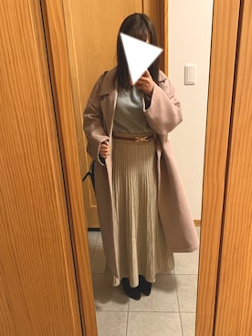 「AS KNOW AS plus（アズノゥアズプラス）のアイテム（チェスターコート）」を使った、まいる。さん（レディース・150cm）の冬コーディネート