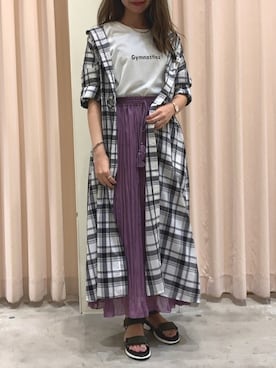「ワッシャースカート」｜「アイテム（その他）」を使った、もえさん（レディース・160cm）の夏コーディネート