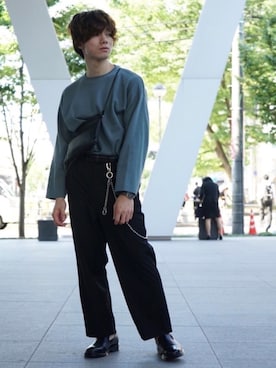 「STUDIOUS（ステュディオス）のアイテム（スリッポン）」を使った、うっしーさん（メンズ・170cm）の夏コーディネート