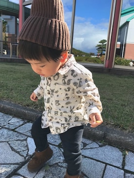 「息子コーデ」｜「アイテム（ブーツ）」を使った、reo_taoさん（キッズ・70cm）の秋コーディネート