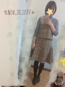 「アイテム（その他トップス、ブラウン系）」を使った、KIKIさん（レディース・168cm）の秋コーディネート