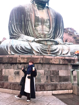 「スウェットワンピース」｜「アイテム（チェスターコート）」を使った、みくっちょさん（レディース・163cm）の冬コーディネート