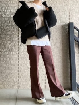 「coca（coca）（コカ）のアイテム（ダウンジャケット/コート）」を使った、みくっちょさん（レディース・163cm）の春コーディネート