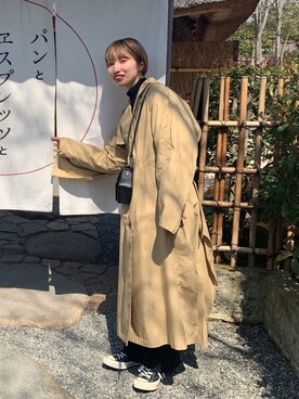 「CLANE（クラネ）のアイテム（トレンチコート）」を使った、みくっちょさん（レディース・163cm）の春コーディネート