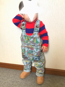 「1歳6ヶ月」｜「アイテム（オールインワン・サロペット）」を使った、KF⍤⃝♡さん（キッズ・80cm）の冬コーディネート