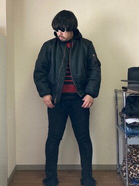 「モードストリート」｜「アイテム（MA-1）」を使った、dateoさん（メンズ・174cm）の冬コーディネート