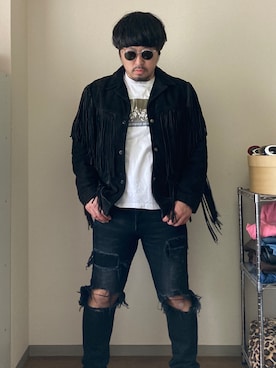 「クラッシュデニム」｜「アイテム（その他アウター）」を使った、dateoさん（メンズ・174cm）の春コーディネート