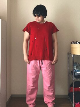 赤ニット のメンズ人気ファッションコーディネート Wear