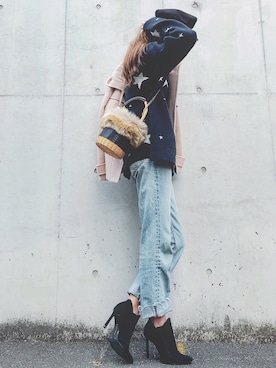 「ファー」｜「アイテム（ダッフルコート）」を使った、M closetさん（レディース・169cm）の冬コーディネート