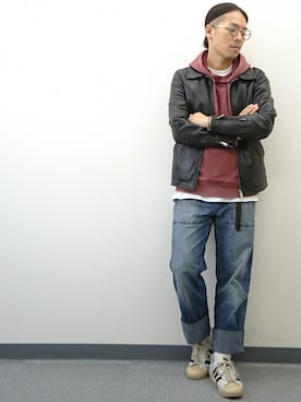 「IOSSELLIANI（イオッセリアーニ）のアイテム（アクセサリー）」を使った、YANCHAさん（メンズ・167cm）の秋コーディネート