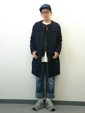「SEVENDAYS=SUNDAY（セブンデイズサンデイ）のアイテム（キャップ）」を使った、YANCHAさん（メンズ・167cm）の冬コーディネート