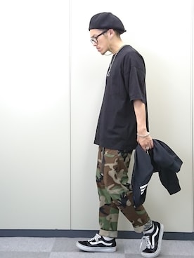 「オールドスクール」｜「アイテム（ジャージ）」を使った、YANCHAさん（メンズ・167cm）の春コーディネート