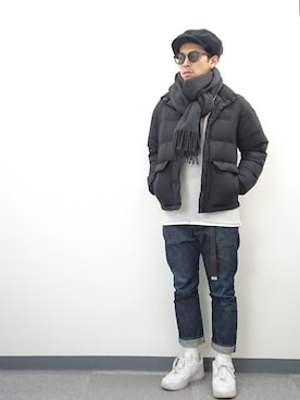 「CABANE de ZUCCa（カバンドズッカ）のアイテム（パンツ）」を使った、YANCHAさん（メンズ・167cm）の冬コーディネート