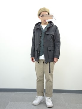 「ロールアップ」｜「アイテム（キャスケット）」を使った、YANCHAさん（メンズ・167cm）の冬コーディネート