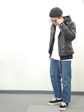 「アイテム（福袋/福箱、ブラック系）」を使った、YANCHAさん（メンズ・167cm）の春コーディネート