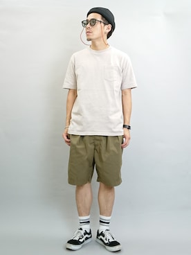 「ANATOMICA（アナトミカ）の＜ANATOMICA（アナトミカ）＞ POCKET TEE（Tシャツ/カットソー）」を使った、YANCHAさん（メンズ・167cm）の夏コーディネート