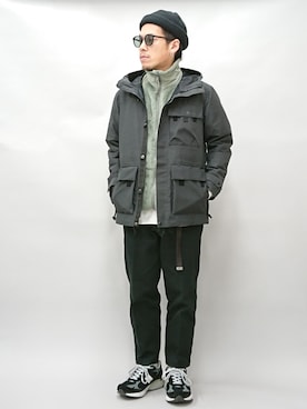 「Snow Peak（スノーピーク）のアイテム（その他アウター）」を使った、YANCHAさん（メンズ・167cm）の冬コーディネート