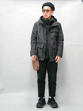 「Snow Peak（スノーピーク）のアイテム（その他アウター）」を使った、YANCHAさん（メンズ・167cm）の冬コーディネート